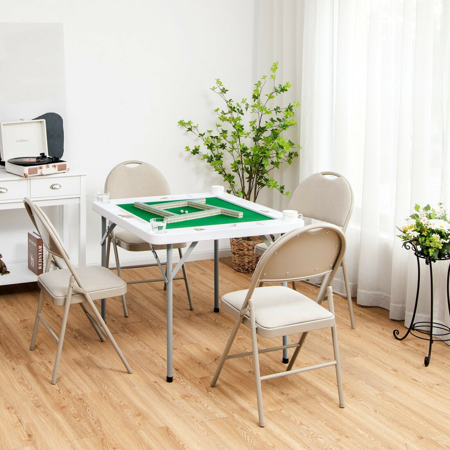 4-Player Mahjong Game Table with Iron Frame, Green Game Room at Gallery Canada