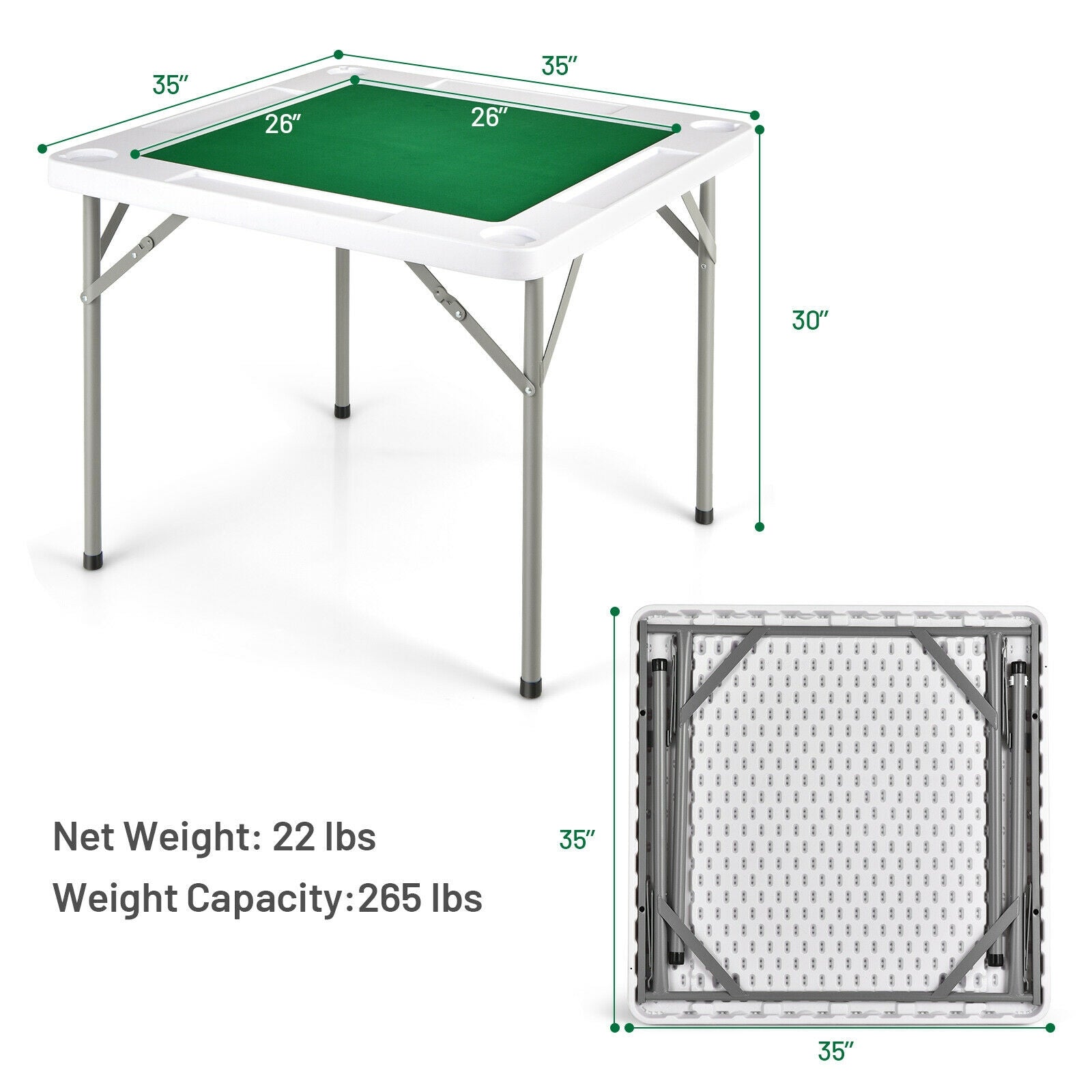 4-Player Mahjong Game Table with Iron Frame, Green Game Room at Gallery Canada