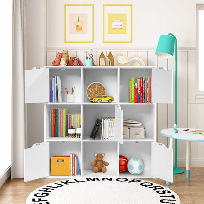 Free Standing 9 Cube Storage Wood Divider Bookcase for Home and Office, White - Gallery Canada