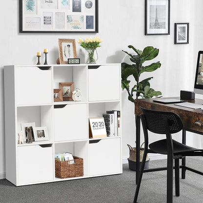 Free Standing 9 Cube Storage Wood Divider Bookcase for Home and Office, White - Gallery Canada