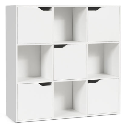 9 Cube Storage Wood Divider Bookcase, White