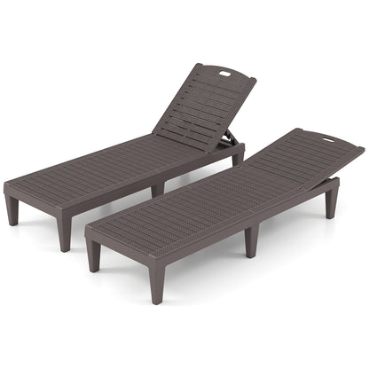 Outdoor PP Chaise Lounge Chairs Set of 2 with 4-Position Adjustable Backrests, Coffee Outdoor Chaise Lounges at Gallery Canada