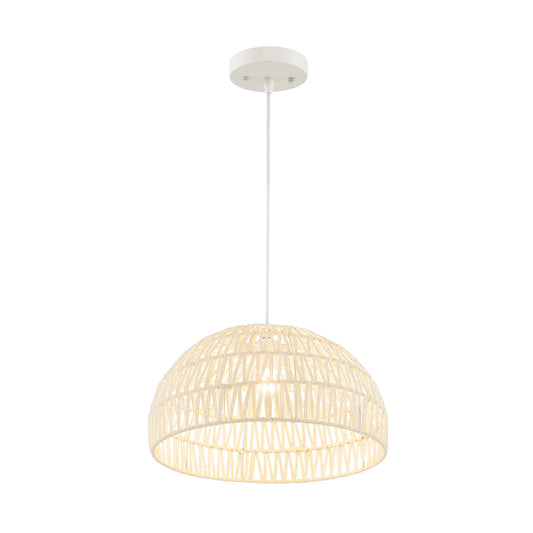 Farmhouse Rattan Pendant Light, Adjustable Hanging Rope, Beige Ceiling Lights Beige at Gallery Canada