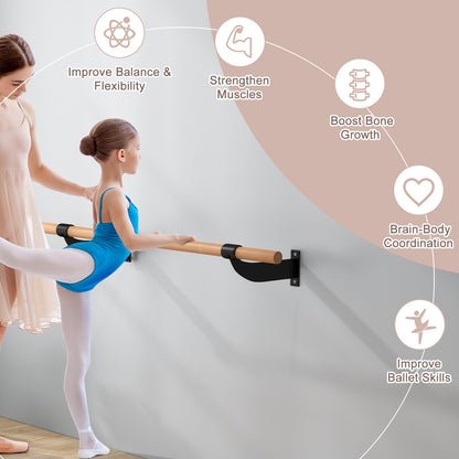 4 Feet Wall-Mounted Ballet Barre for Yoga, Black Yoga Accessories at Gallery Canada