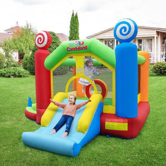 Candy Land Theme Kids Inflatable Bounce House with 735W Air Blower, Multicolor - Gallery Canada