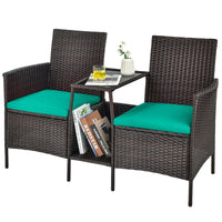 Thumbnail for Rattan Patio Conversation Set Cushioned with Glass Table - Gallery View 7 of 10