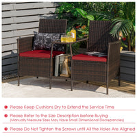 Thumbnail for Rattan Patio Conversation Set Cushioned with Glass Table - Gallery View 8 of 10
