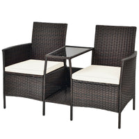 Thumbnail for Rattan Patio Conversation Set Cushioned with Glass Table - Gallery View 1 of 9
