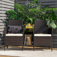 Thumbnail for Rattan Patio Conversation Set Cushioned with Glass Table - Gallery View 3 of 9