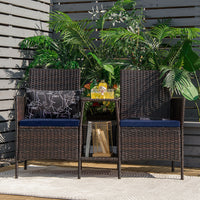 Thumbnail for Rattan Patio Conversation Set Cushioned with Glass Table - Gallery View 6 of 10