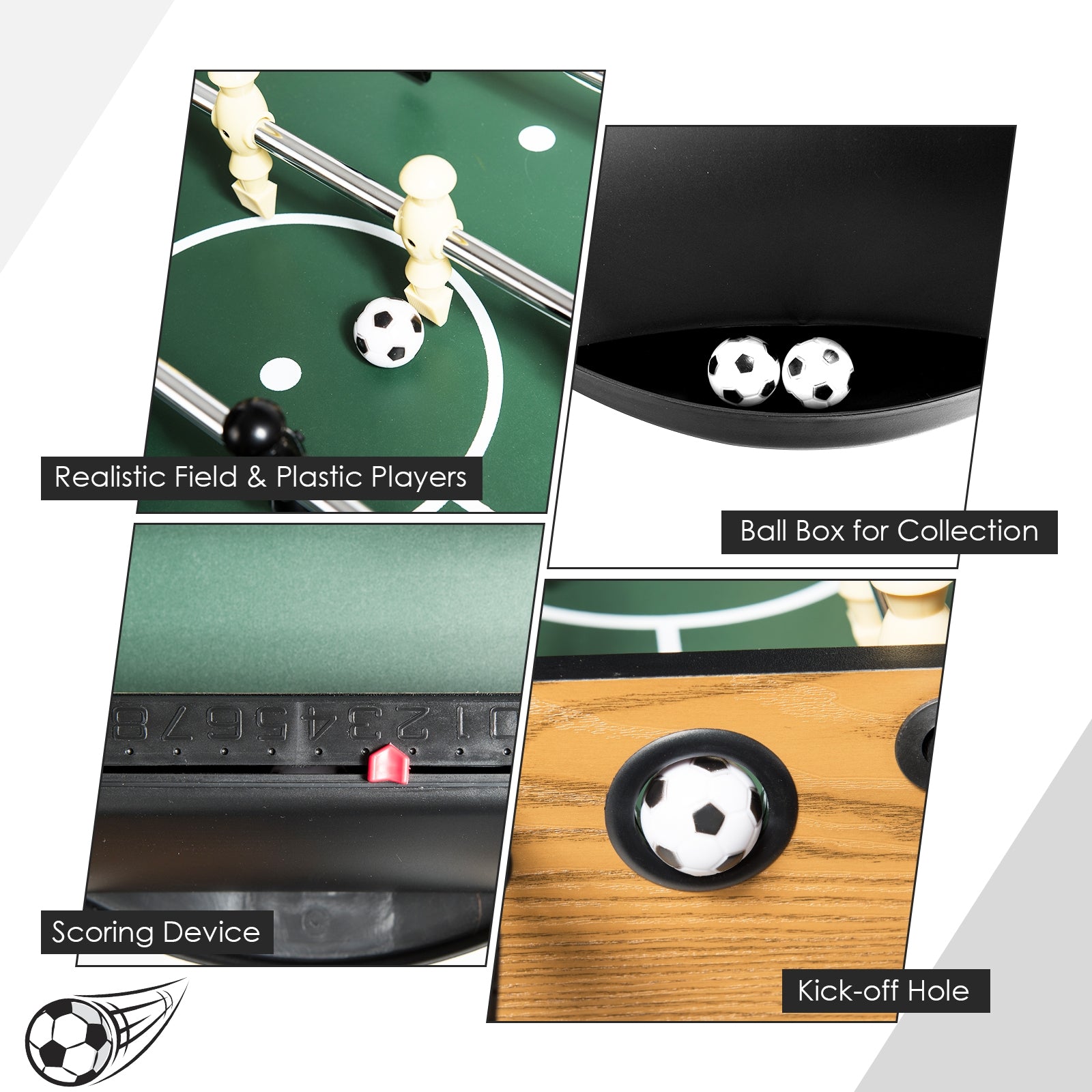 48 Inch Competition Sized Home Recreation Wooden Foosball Table, Brown Game Room at Gallery Canada