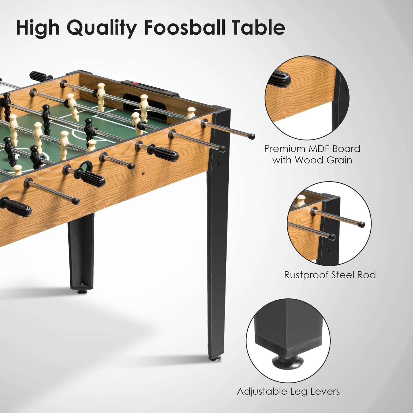 48 Inch Competition Sized Home Recreation Wooden Foosball Table, Brown Game Room at Gallery Canada