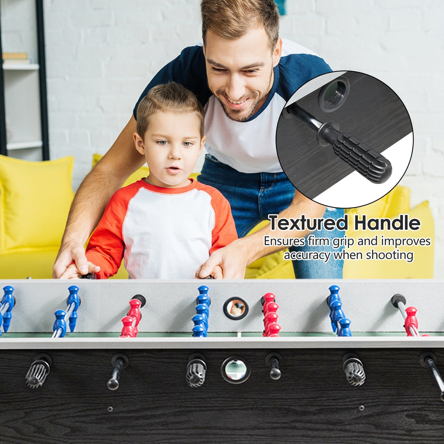 48 Inch Competition Sized Home Recreation Wooden Foosball Table, Black Game Room at Gallery Canada