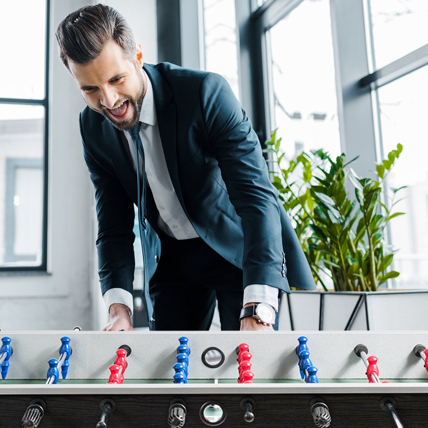 48 Inch Competition Sized Home Recreation Wooden Foosball Table, Black Game Room at Gallery Canada