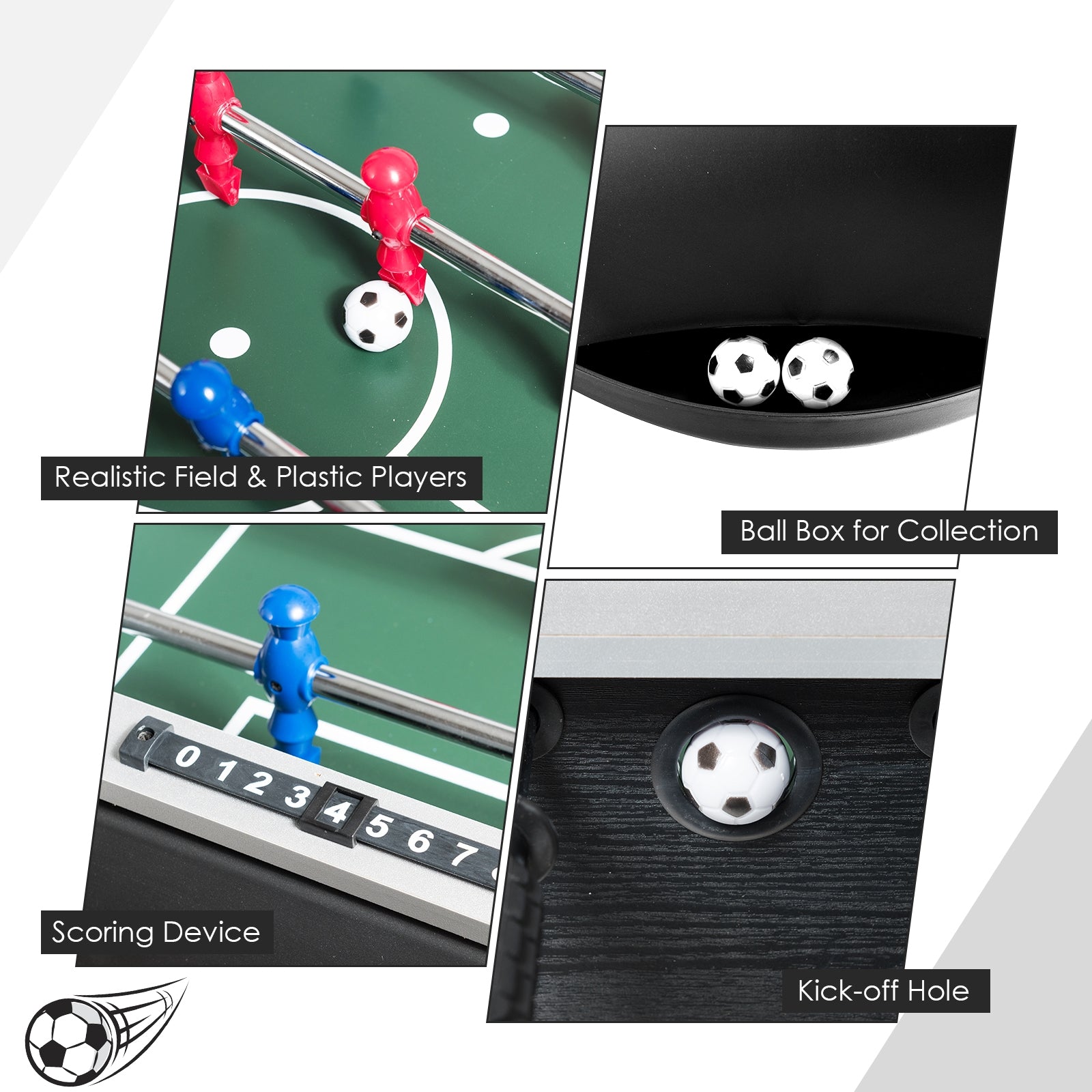 48 Inch Competition Sized Home Recreation Wooden Foosball Table, Black Game Room at Gallery Canada