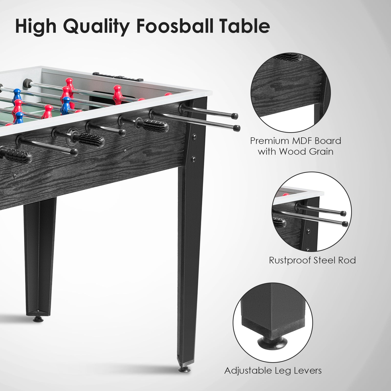 48 Inch Competition Sized Home Recreation Wooden Foosball Table, Black Game Room at Gallery Canada
