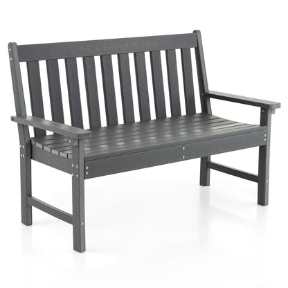 52 Inch Outdoor Bench With Backrest, Armrests, Gray Outdoor Benches Gray at Gallery Canada
