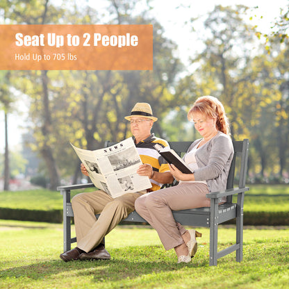 52 Inch All-Weather HDPE Outdoor Bench with Backrest and Armrests, Gray Outdoor Benches at Gallery Canada