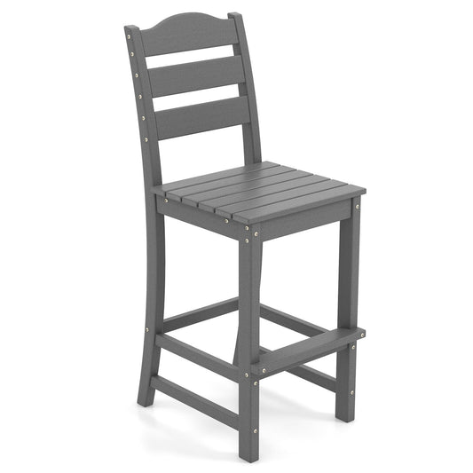 30 Inches Counter Height HDPE Bar Stool with Backrest and Footrest, Gray - Gallery Canada