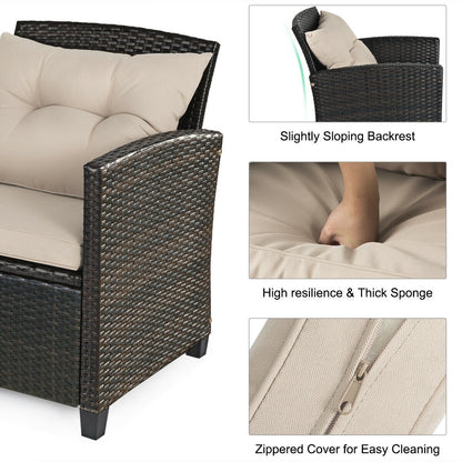 4-Piece Outdoor Rattan Furniture Set With Glass Table Patio Conversation Sets at Gallery Canada