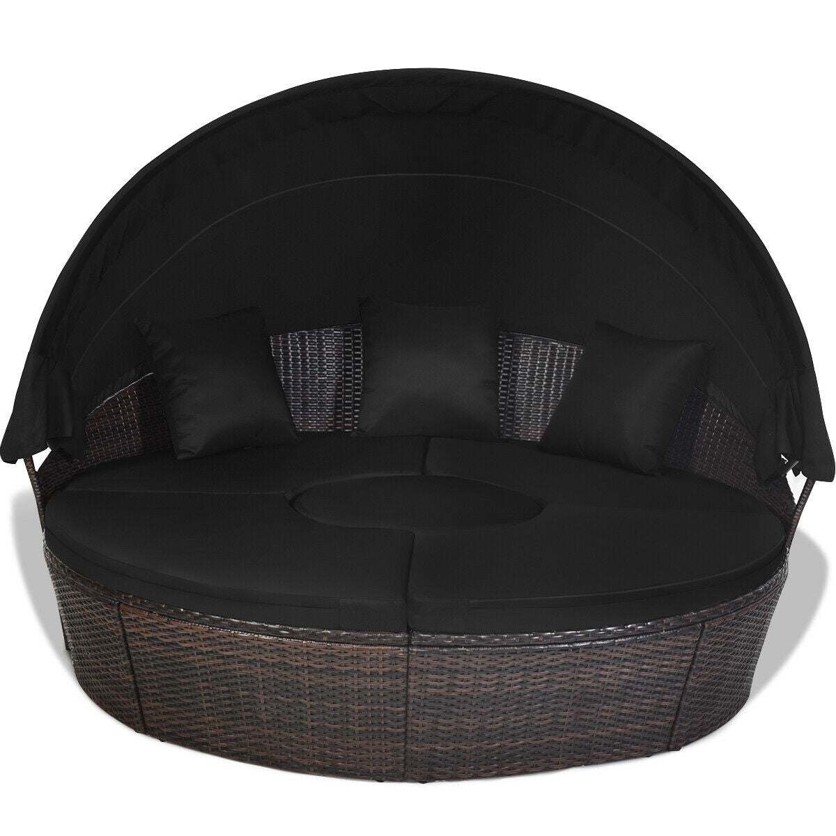 Outdoor Daybed with Retractable Canopy, Black Patio Furniture Sets at Gallery Canada