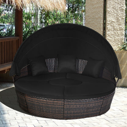 Outdoor Daybed with Retractable Canopy, Black Patio Furniture Sets at Gallery Canada