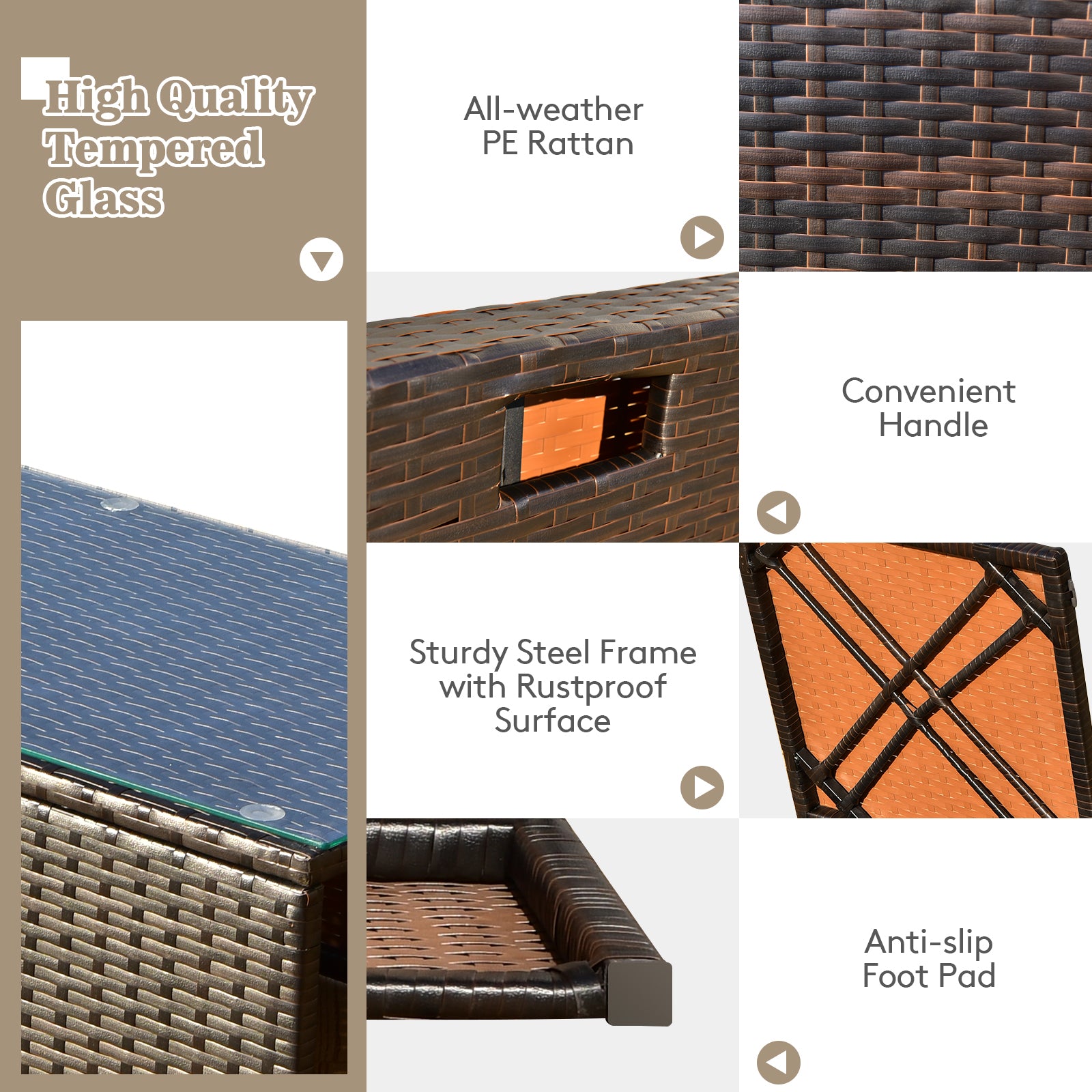 9 Pieces Patio PE Wicker Sectional Set with 50000 BTU Fire Pit Table, Black Outdoor Sectionals at Gallery Canada