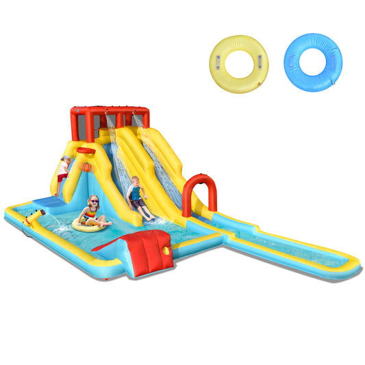 7-in-1 Inflatable Dual Slide Water Park Bounce House Without Blower Bounce House multicolor at Gallery Canada