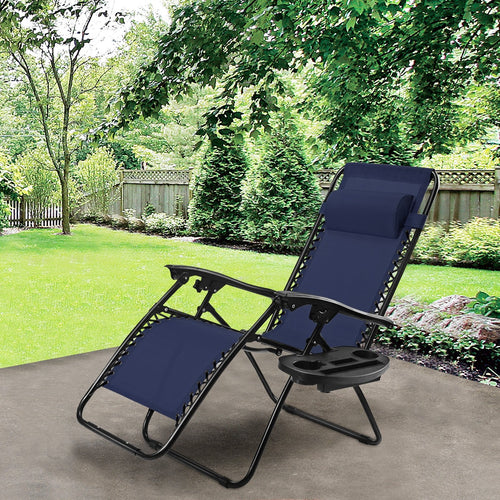 Outdoor Folding Zero Gravity Reclining Lounge Chair, Blue