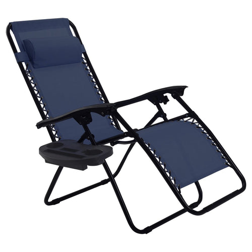 Outdoor Folding Zero Gravity Reclining Lounge Chair, Blue