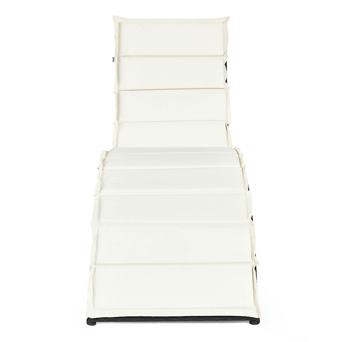 Folding Patio Rattan Portable Lounge Chair Chaise with Cushion, Beige Outdoor Chaise Lounges at Gallery Canada