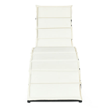 Folding Patio Rattan Portable Lounge Chair Chaise with Cushion, Beige Outdoor Chaise Lounges at Gallery Canada