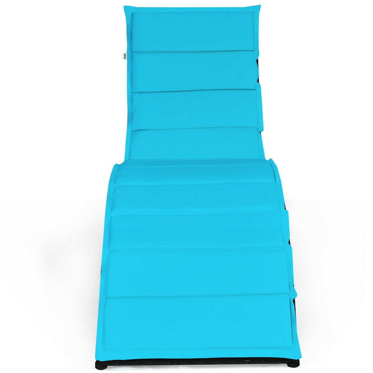Folding Patio Rattan Portable Lounge Chair Chaise with Cushion, Turquoise Outdoor Chaise Lounges at Gallery Canada