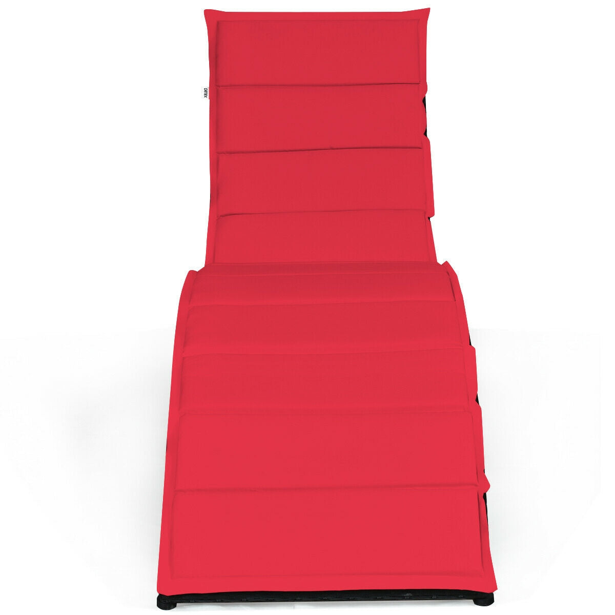 Folding Patio Rattan Portable Lounge Chair Chaise with Cushion, Red Outdoor Chaise Lounges at Gallery Canada