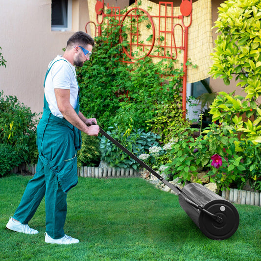 Metal Lawn Roller with Detachable Gripping Handle, Black - Gallery Canada
