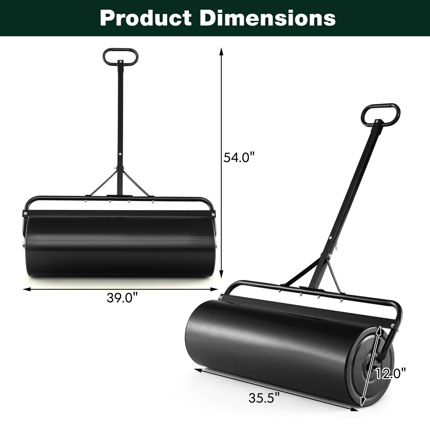 Metal Lawn Roller, Detachable Gripping Handle, Black Lawn Care Tools at Gallery Canada