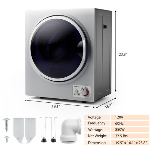 1.5 Cu .ft Clothes Dryer with with Stainless Steel Wall Mount, Silver Dryers at Gallery Canada