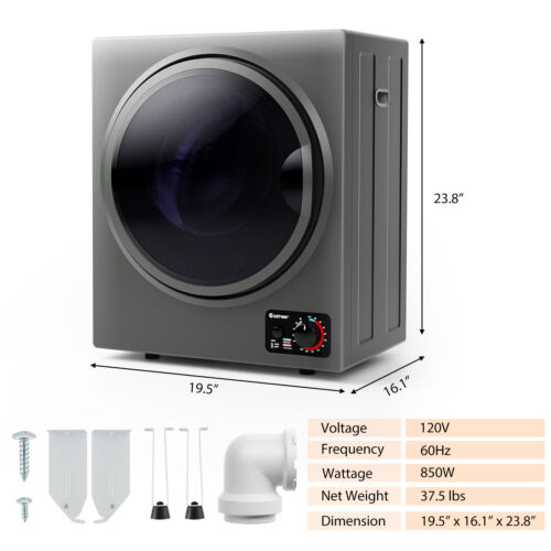 1.5 Cu.ft Clothes Dryer, Stainless Steel Wall Mount, Gray Dryers Gray at Gallery Canada