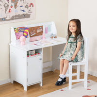 Thumbnail for Wooden Kids Study Desk and Chair Set with Storage Cabinet and Bulletin Board - Gallery View 3 of 10