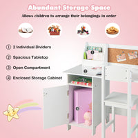 Thumbnail for Wooden Kids Study Desk and Chair Set with Storage Cabinet and Bulletin Board - Gallery View 7 of 10