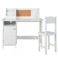 Thumbnail for Wooden Kids Study Desk and Chair Set with Storage Cabinet and Bulletin Board - Gallery View 4 of 10