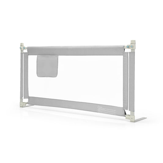 57 Inch Toddlers Vertical Lifting Baby Bed Rail Guard with Lock, Gray - Gallery Canada