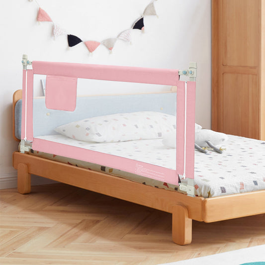 57 Inch Toddlers Vertical Lifting Baby Bed Rail Guard with Lock, Pink - Gallery Canada