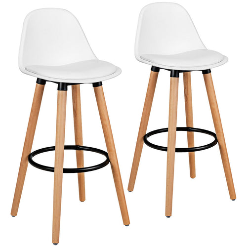 Mid Century Barstool, 28.5 Inches, Dining Pub Chair, White