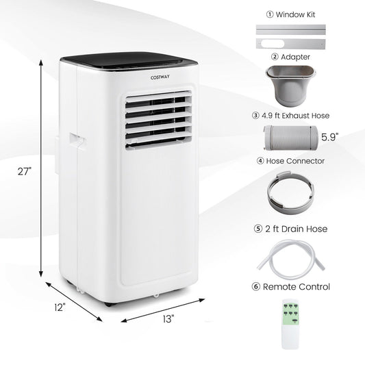 3-in-1 9000 BTU Air Conditioner with Dehumidifier and 24H Timer, White - Gallery Canada