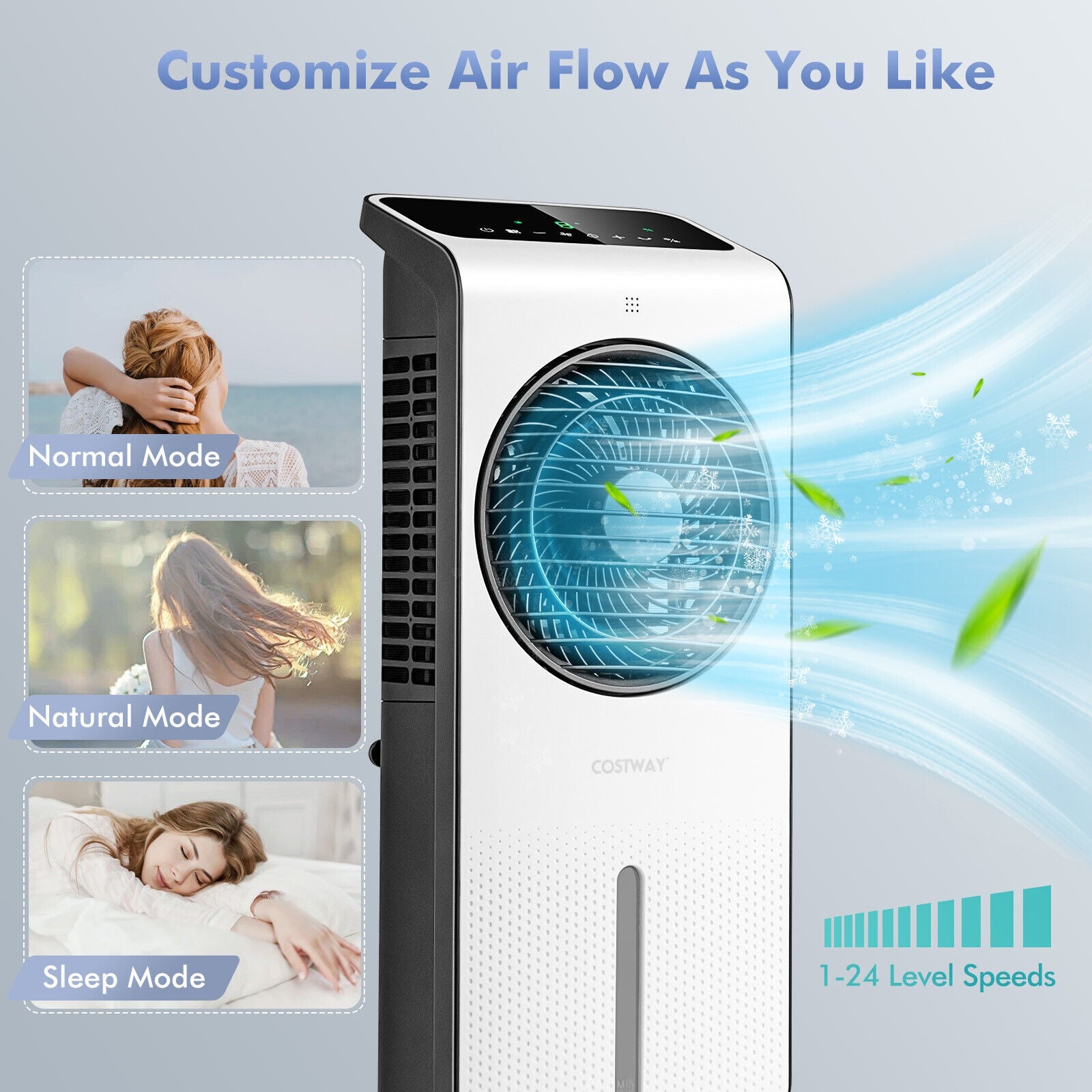 3-in-1 Evaporative Air Cooler with 12H Timer Remote, White Air Coolers at Gallery Canada