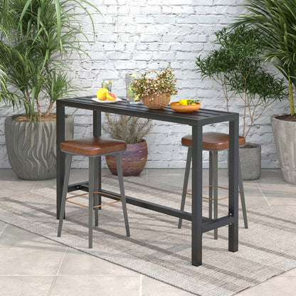 48/55 Inch Outdoor Bar Table with Waterproof Top and Heavy-duty Metal Frame-L, Black Patio Dining Tables at Gallery Canada