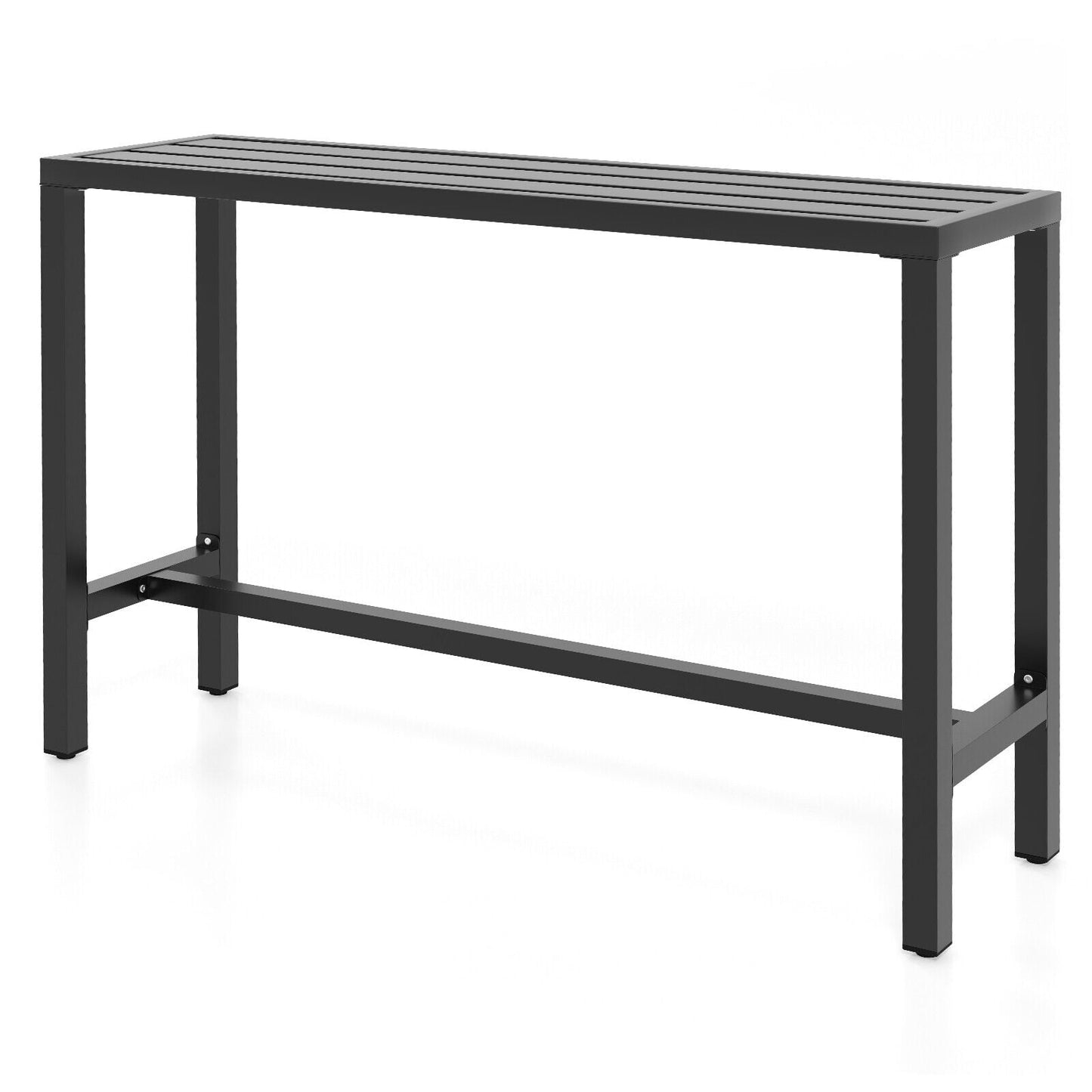 48/55 Inch Outdoor Bar Table, Waterproof Top, Heavy-Duty Metal Frame, Black Patio Dining Tables at Gallery Canada