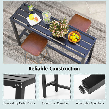 48/55 Inch Outdoor Bar Table with Waterproof Top and Heavy-duty Metal Frame-L, Black Patio Dining Tables at Gallery Canada