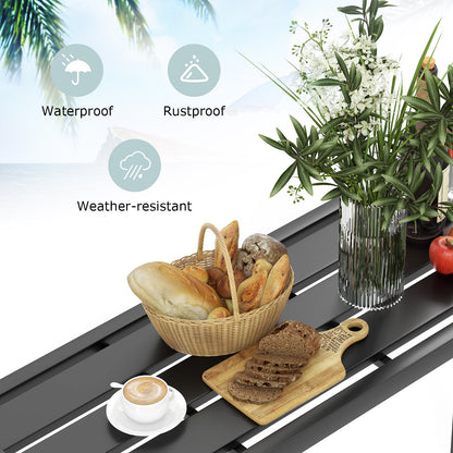 48/55 Inch Outdoor Bar Table with Waterproof Top and Heavy-duty Metal Frame-L, Black Patio Dining Tables at Gallery Canada